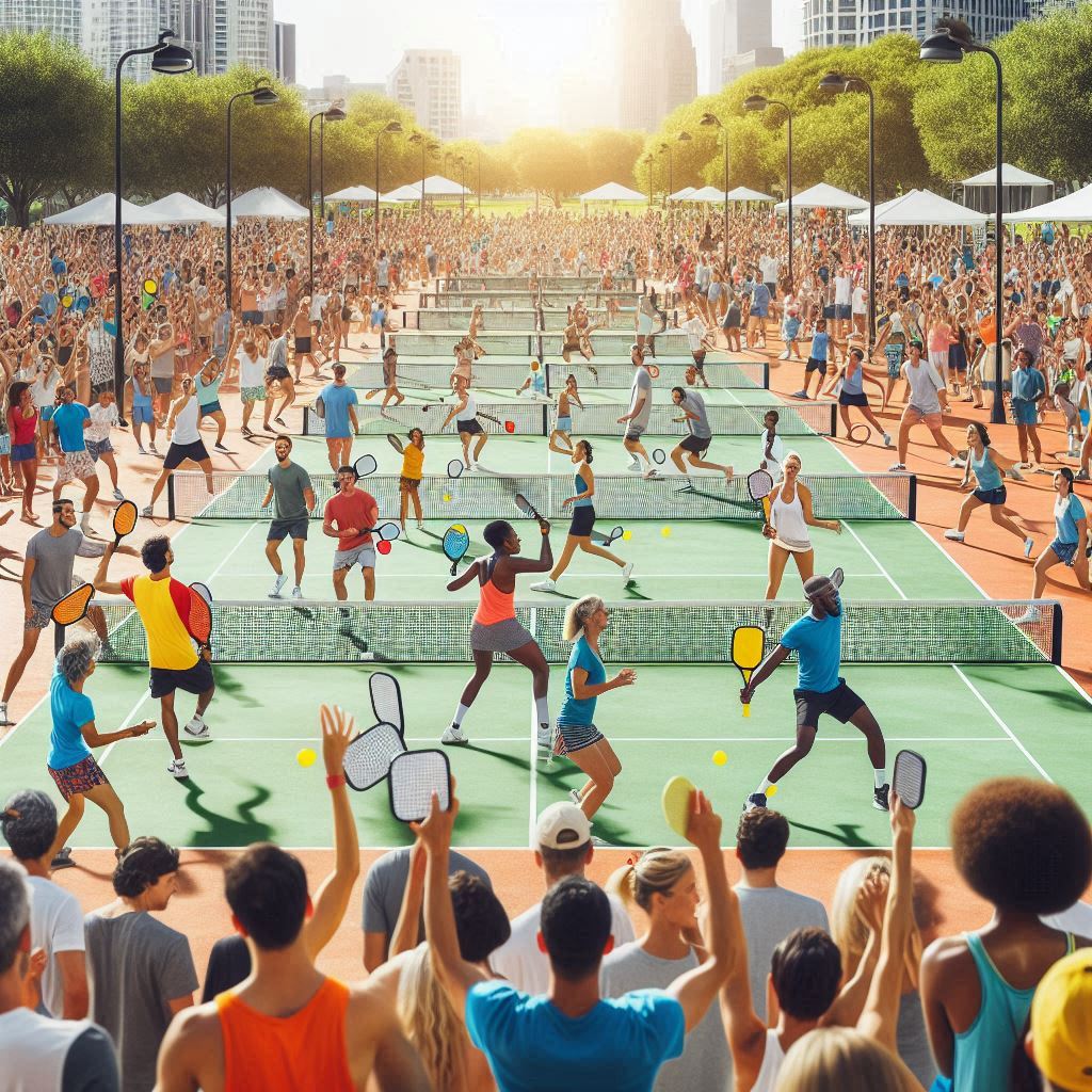 large group of pickleball players